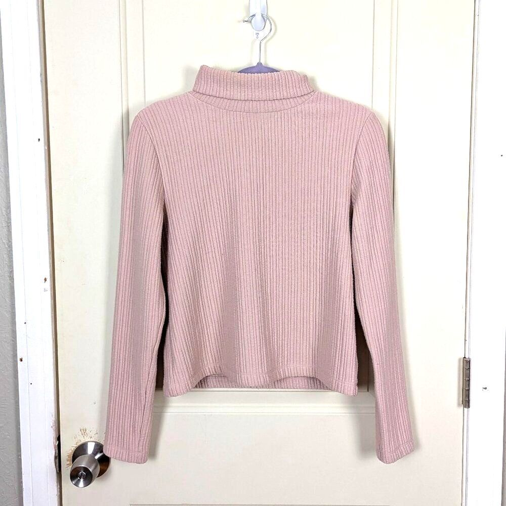 Babaton | Mauve Ribbed Turtleneck Crop Sweater Size Medium